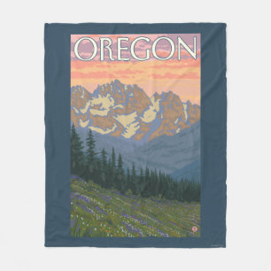 Spring Flowers- Vintage Travel Poster Fleece Blanket