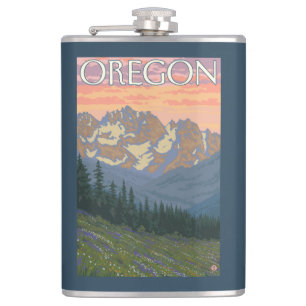 Spring Flowers- Vintage Travel Poster Hip Flask