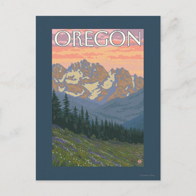 Spring Flowers- Vintage Travel Poster Postcard (Front)