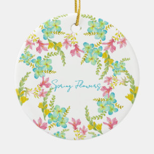 Spring flowers watercolor  ceramic ornament