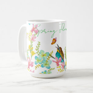 Spring flowers watercolor coffee mug