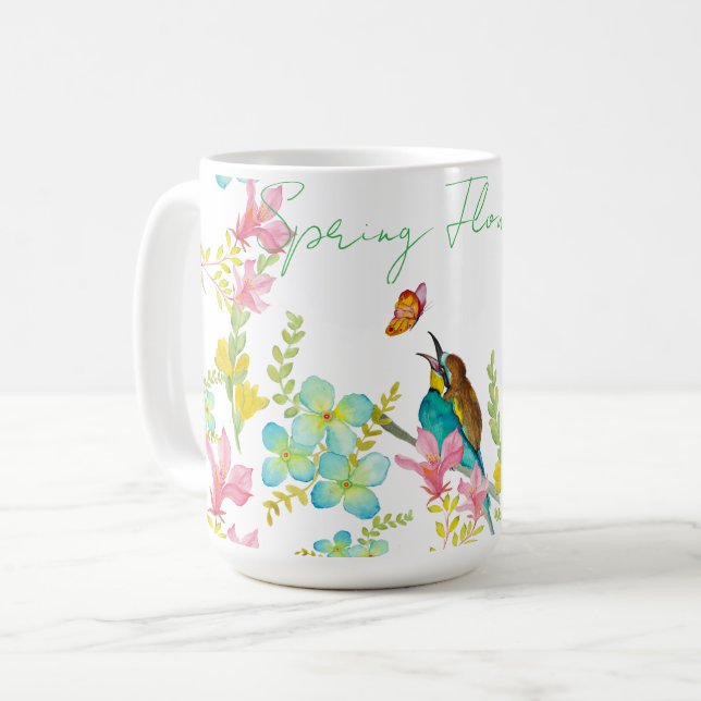 Spring flowers watercolor  coffee mug (Front Left)