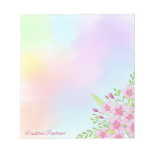 Spring Flowers Watercolor Colourful Pastel Gradien Notepad