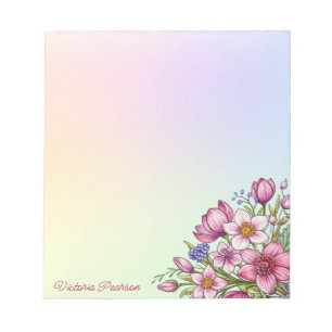 Spring Flowers Watercolor Colourful Pastel Gradien Notepad