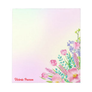 Spring Flowers Watercolor Colourful Pastel Gradien Notepad
