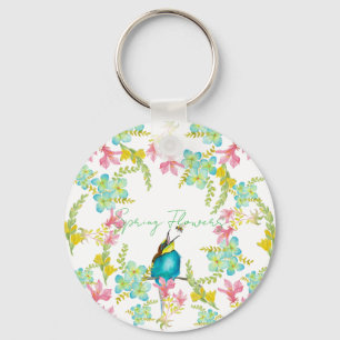 Spring flowers watercolor  key ring