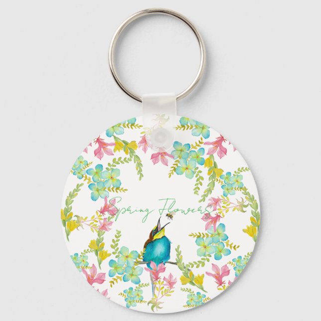 Spring flowers watercolor  key ring (Front)