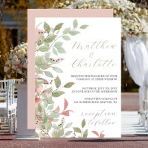 Spring Flowers Watercolor Pink Wedding