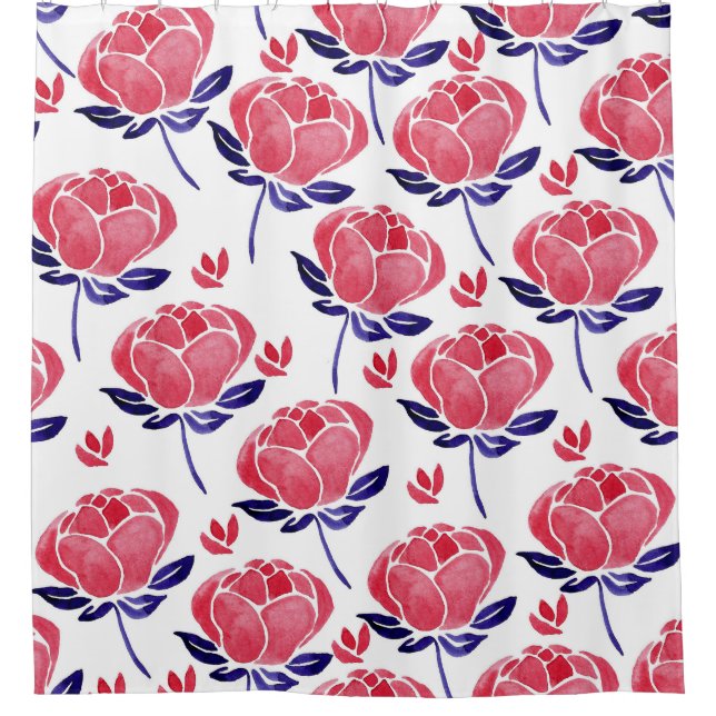 Spring flowers, watercolor seamless pattern. shower curtain (Front)