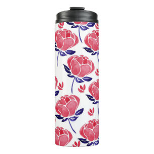 Spring flowers, watercolor seamless pattern. thermal tumbler