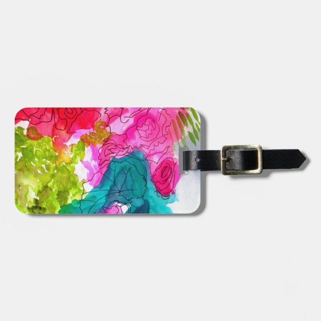 Spring Flowers watercolour abstract art Luggage Tag (Front Horizontal)