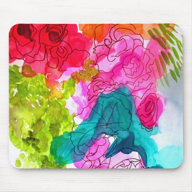 Spring Flowers watercolour abstract art Mouse Pad (Front)