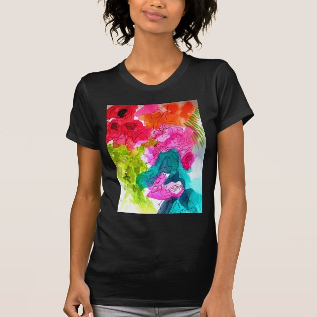 Spring Flowers watercolour abstract art T-Shirt (Front)