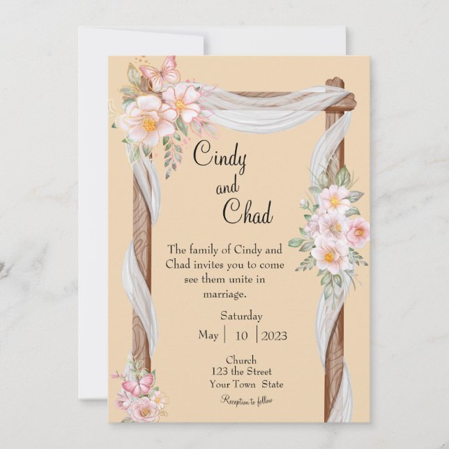 Spring Flowers Wedding Invitation (Front)