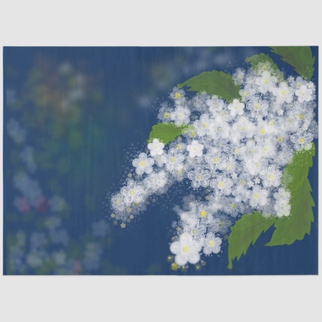 Spring flowers white bouquet romantic summer navy tissue paper (Front)