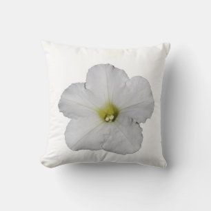 Spring Flowers White Floral Single Petunia Flower Cushion