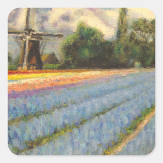 Spring Flowers Windmill Square Sticker