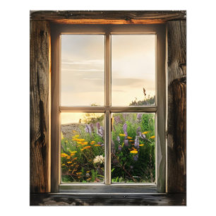 Spring Flowers Window View Photo Print