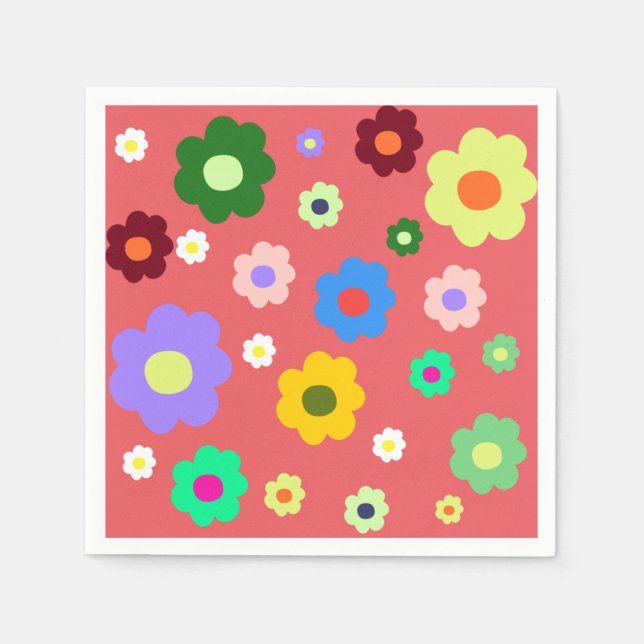 Spring Flowers Y2K Retro Pattern Napkin (Front)