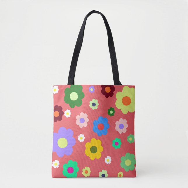Spring Flowers Y2K Retro Pattern Tote Bag (Front)