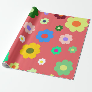 Spring Flowers Y2K Retro Pattern Wrapping Paper