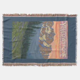 Spring Flowers - Yellowstone National Park Throw Blanket