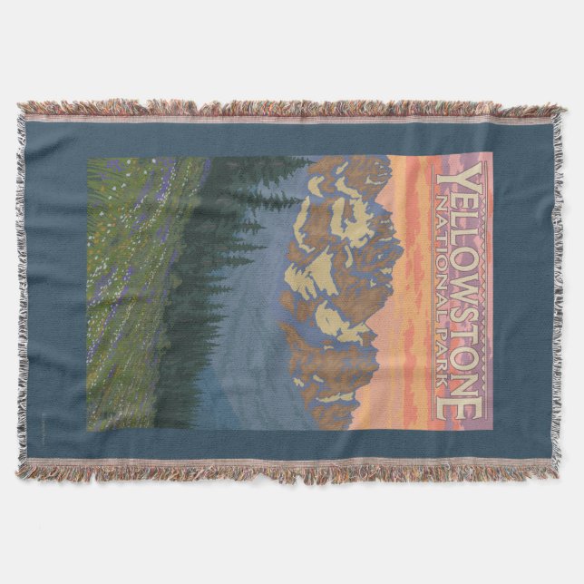 Spring Flowers - Yellowstone National Park Throw Blanket (Front)