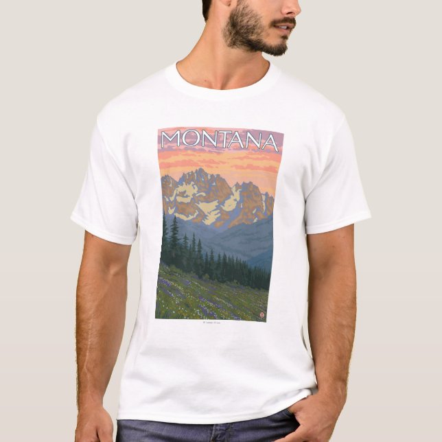 Spring FlowersMontanaVintage Travel Poster T-Shirt (Front)