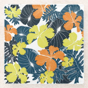 Spring Flowery: Vintage Floral Texture Glass Coaster