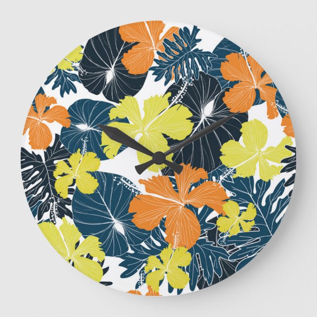 Spring Flowery: Vintage Floral Texture Large Clock (Front)