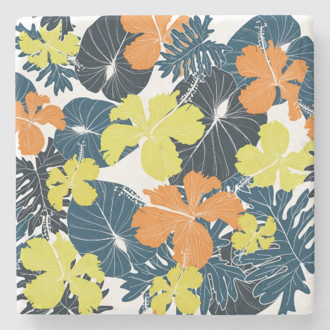 Spring Flowery: Vintage Floral Texture Stone Coaster (Front)