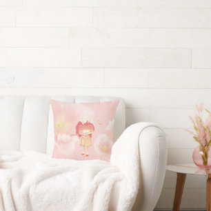 Spring Flute: Bunny Girl Playing Music in Pink Gar Cushion