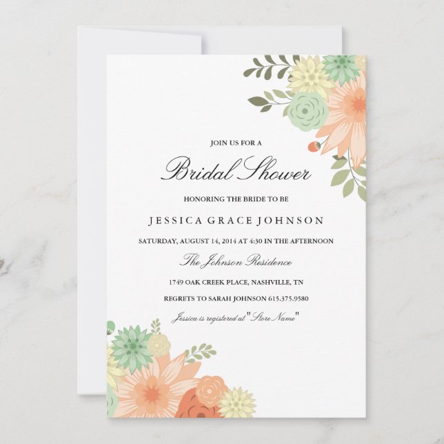 Spring Foliage Bridal Shower Invitation (Front)