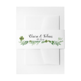 Spring Foliage Wild Green Herb Wedding Invitation Belly Band