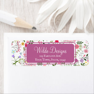 Spring for Wildflowers Floral Pattern White Purple Return Address Label
