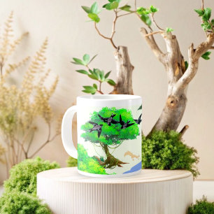 Spring Forest Life with Birds and Squirrel – Natur Large Coffee Mug