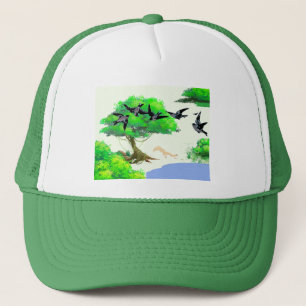 Spring Forest Life with Birds and Squirrel – Natur Trucker Hat