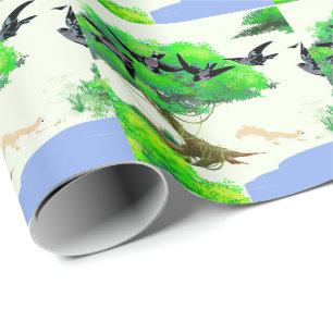 Spring Forest Life with Birds and Squirrel – Natur Wrapping Paper