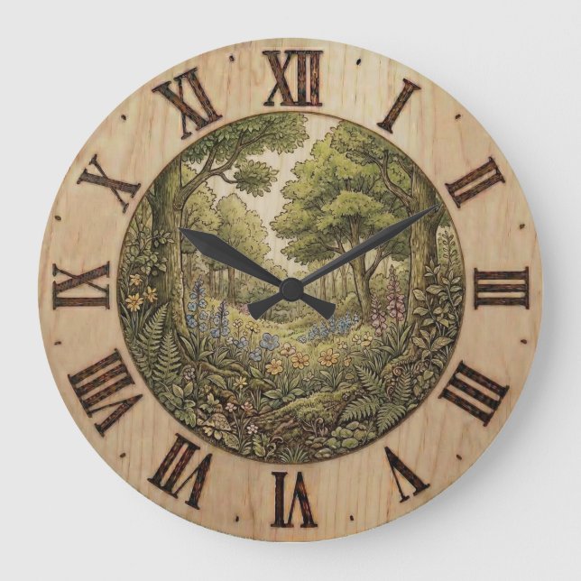 Spring Forest Wall Clock – Nature Decor (Front)