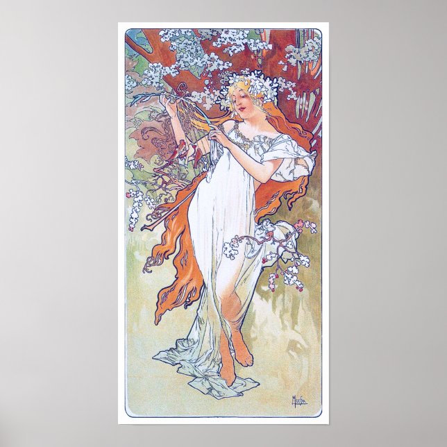 Spring (Four Seasons), Alphonse Mucha Poster (Front)