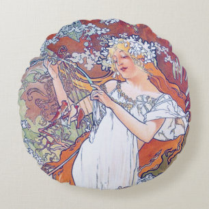 Spring (Four Seasons), Alphonse Mucha Throw Pillow