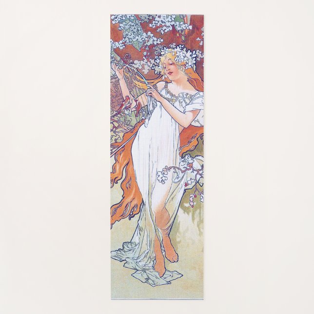 Spring (Four Seasons), Alphonse Mucha Yoga Mat (Front)