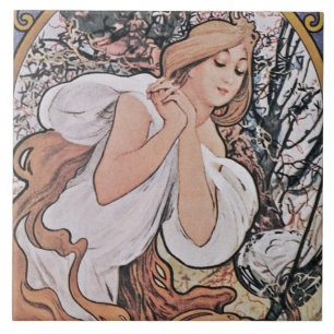 Spring (Four Seasons), Mucha Ceramic Tile