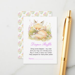 Spring Fox Baby Shower Diaper Raffle Enclosure Card