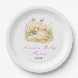 Spring Fox Baby Shower Paper Plate