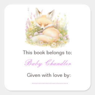Spring Fox Baby Shower Square Sticker