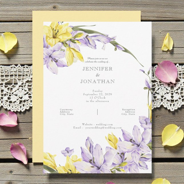 Spring Freesia Wreath Wedding Invitation (Creator Uploaded)