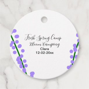 Spring fresh camping lavender flowers name date si favour tags