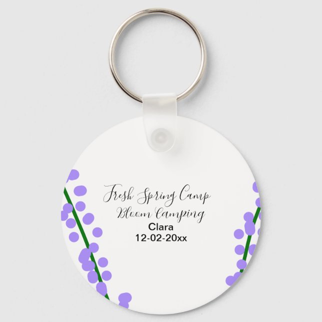Spring fresh camping lavender flowers name date si key ring (Front)