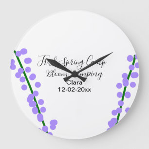 Spring fresh camping lavender flowers name date si large clock